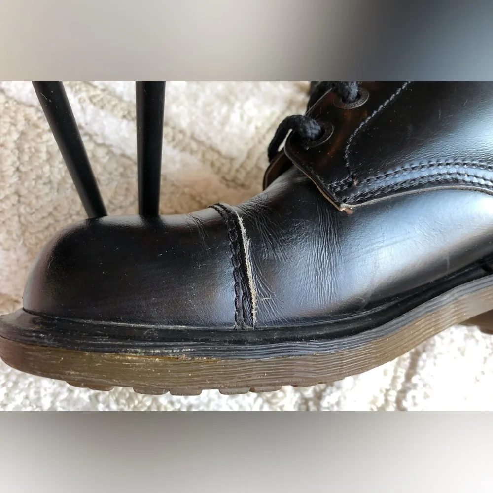 Dr. Martens Black Cap Toe Leather Shoes - Picture 6 of 8